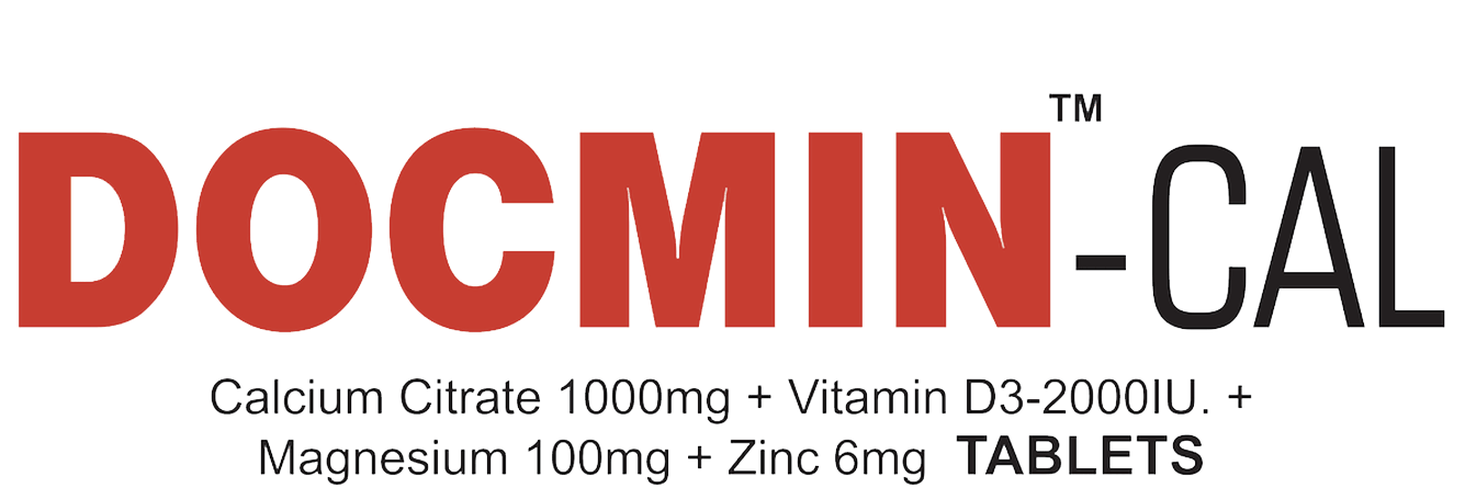Doclife Pharmaceuticals | Pharma Product 'India' Market| Category: 'Calcium Supplement' / 'Bones' / 'Osteoporosis' | Name: 'Docmin-CAL' 'Calcium Citrate 1000mg' + 'Vitamin D3 2000IU' + 'Magnesium 100mg'+ 'Zinc 6mg''tablets' | Emperical 'Calcium Supplement' for 'Fragile Bones'. Supercharged with additional 'Minerals'