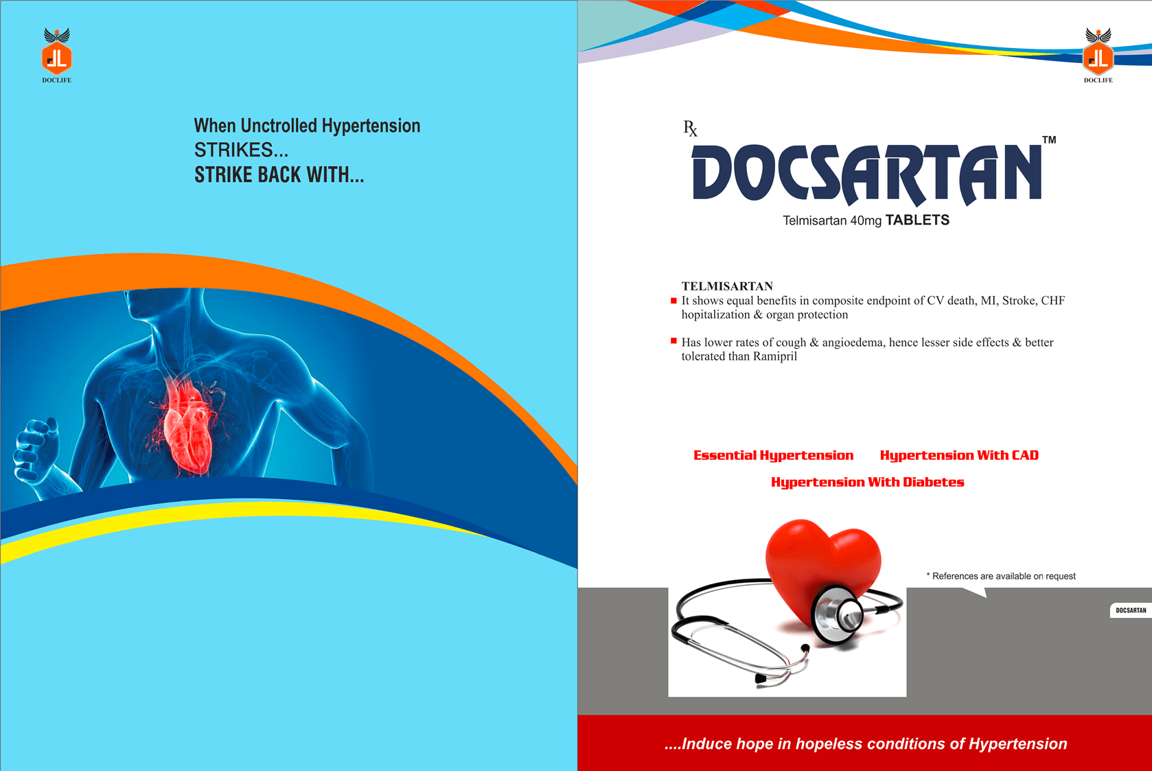 Doclife Pharmaceuticals | Pharma Product 'India' Market| Category: 'Hypertension' / 'Heart-Care' | Name: 'Docsartan' 'Telmisartan 40mg' 'tablets' | Controls Hypertension in heart-patients